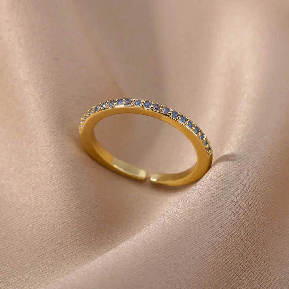 Bunte Zirkonringe für Damen Goldfarbe Edelstahl Mode Cubic Zirkonia Ring 2023 Trend Ästhetischer Hochzeitsschmuck Geschenk