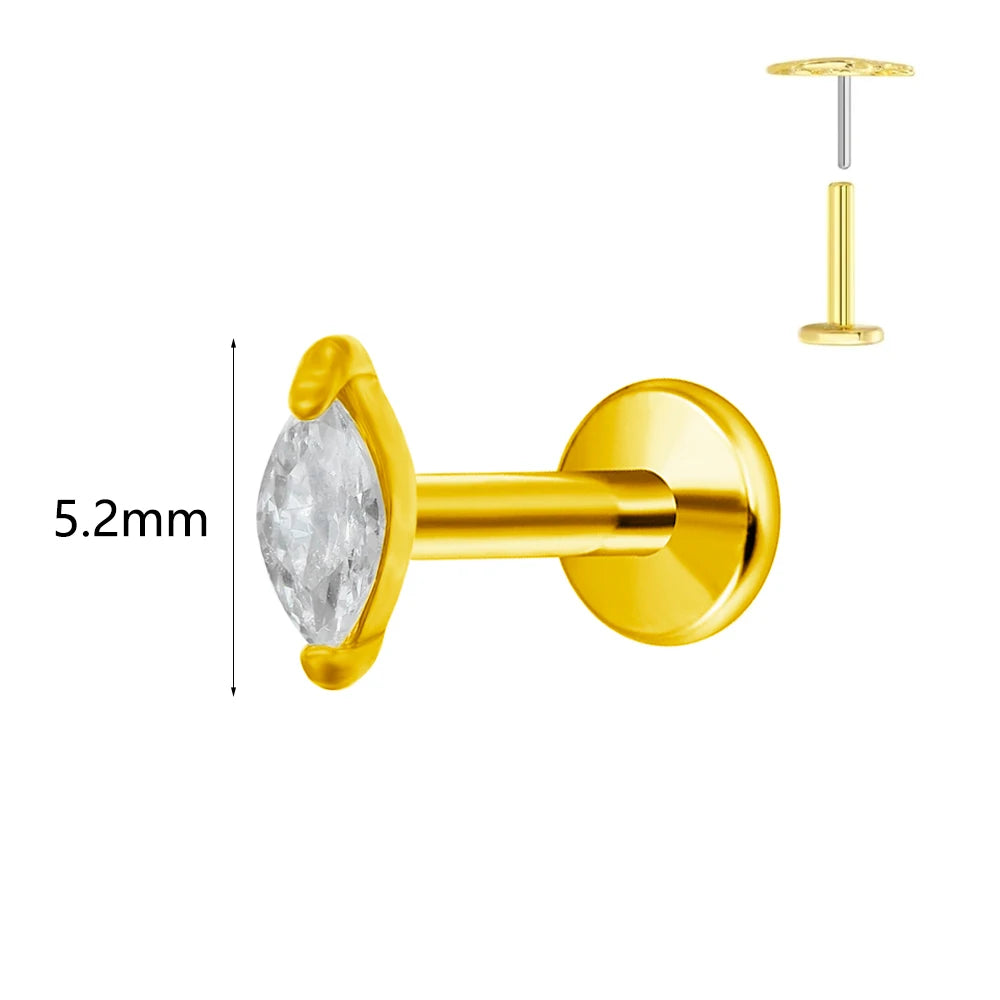 Winziger Wassertropfen Labret Piercing G23 Titan Opal Mond Push-In Zweig Ohrring Stecker Anhänger Gewindeloser Knorpelkörperschmuck