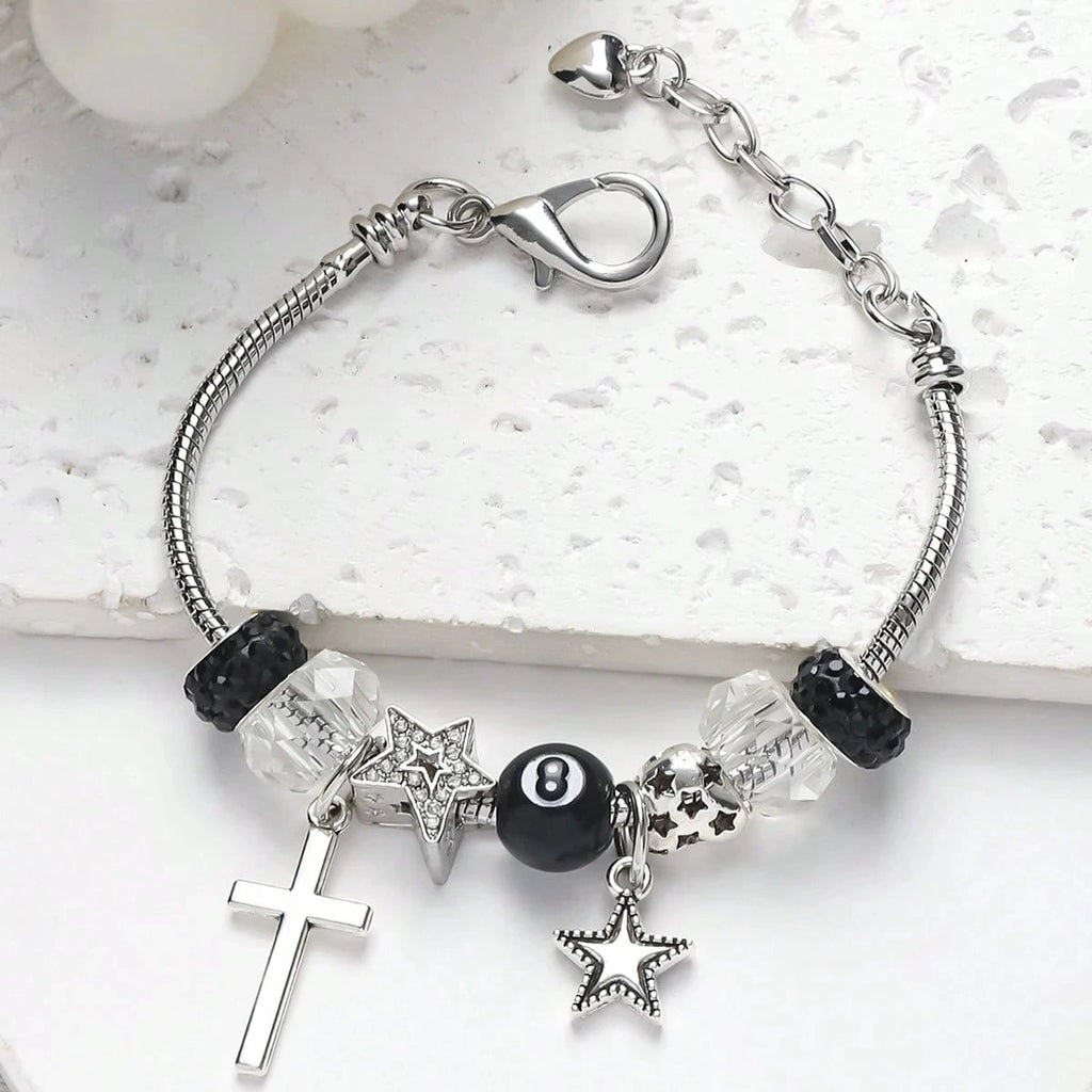 DIY handgemachtes Hippie-Design Kettenarmband Damen Metallstern-Anhänger Unisex verstellbares Armband