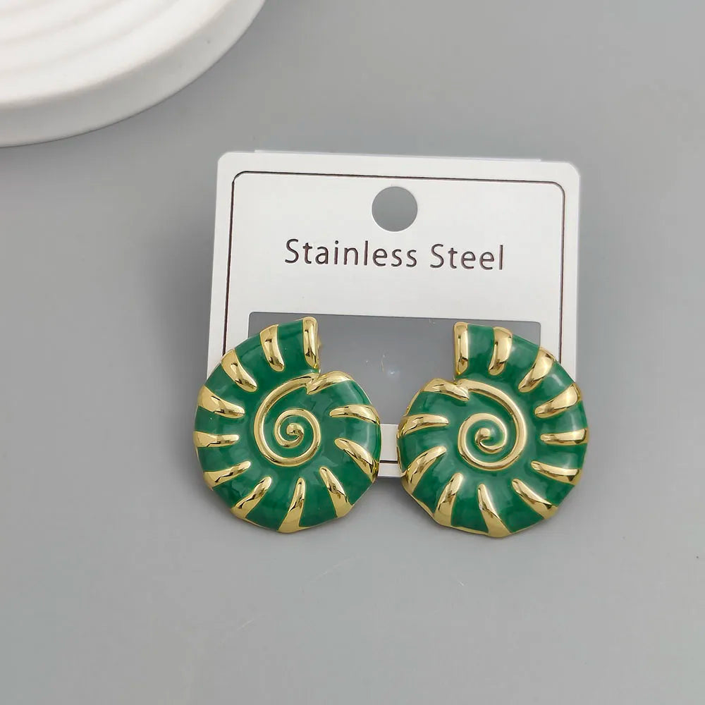 Kreative muschelfarbene Emaille-Edelstahl-Ohrringe, wasserdichte und rostfreie Damenohrringe, Partyschmuck