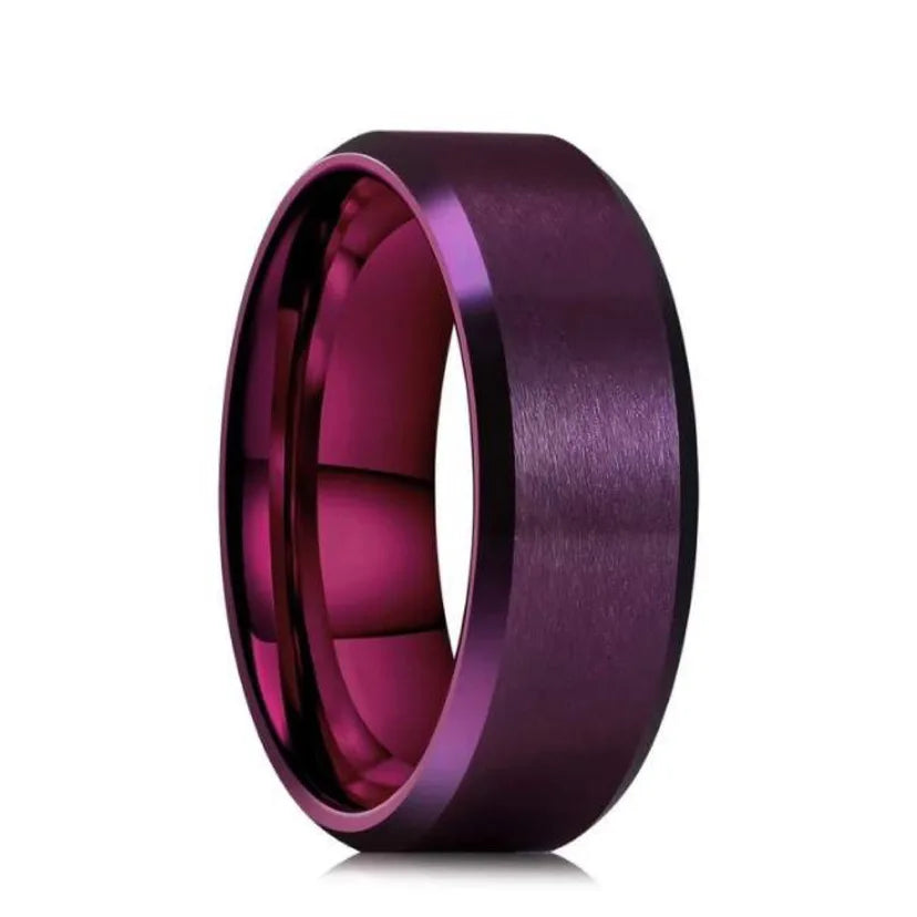 Klassischer 8mm Wolfram-Herrenring mit 6 Farben, gebürsteter Edelstahloberfläche, Damenring, Ehering, Paarschmuck-Accessoires