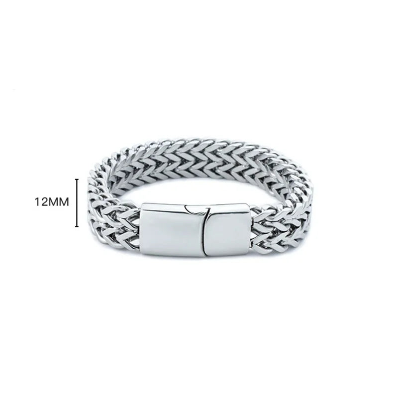 Edelstahlarmband geflochtene Doppelreihe vorn hinten Fischschuppen-Legierung Magnetschnalle Armband mit Kiel-Schmuck neues Modell