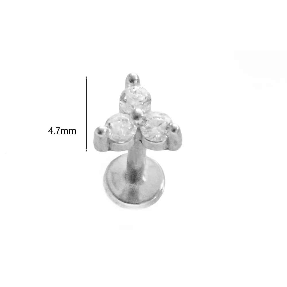 100 % 316L Chirurgischer Edelstahl Blumen Labret Piercing Schmetterling Biene Tragus Schlange Knorpel Helix Flat Back CZ Ohrringe Körperschmuck