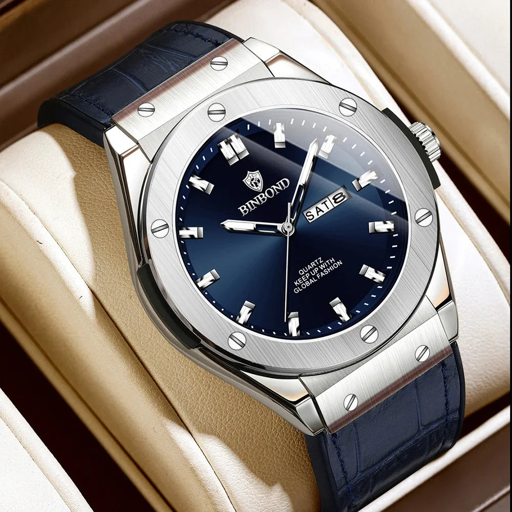 Hombre Nuevo Reloj de Cuero Casual de Negocios Relojes de Lujo para Hombres Relojes Automáticos Relojes de Pulsera de Cuarzo de Moda para Hombres Relojes De Hombre