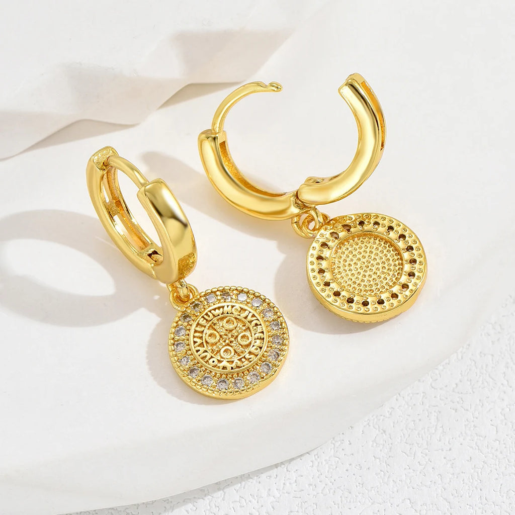 NEWBUY Mode Gold Farbe Kupfer Pflanze Ohrringe Luxus Zirkonia Blume Baumeln Ohrring Heißer Verkauf Weiblicher Party Schmuck Geschenk