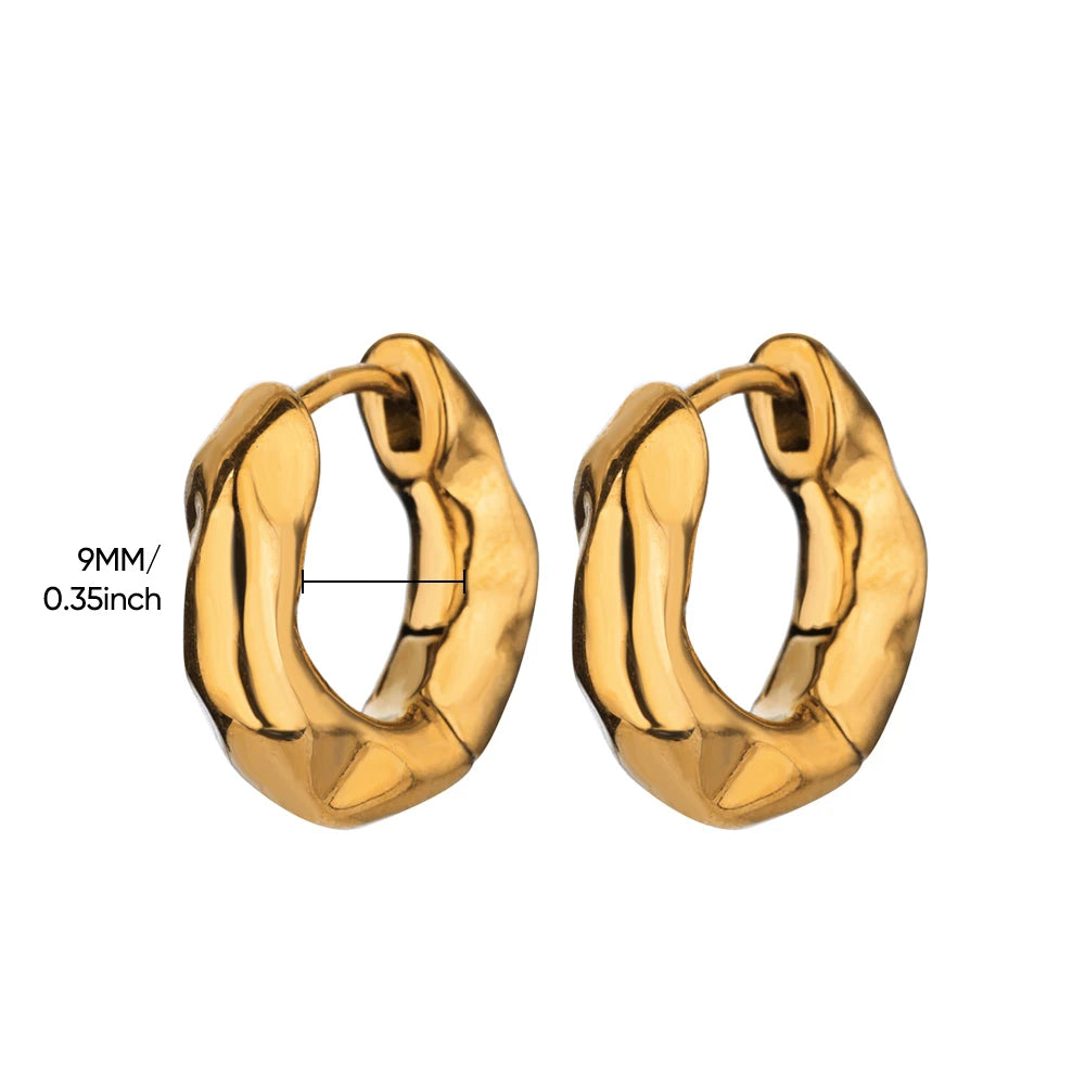 Edelstahl Ohrhänger für Damen Goldfarbe Neuheiten Geometrische Kleine Creolen 2024 Trend Hochzeitsschmuck Geschenk