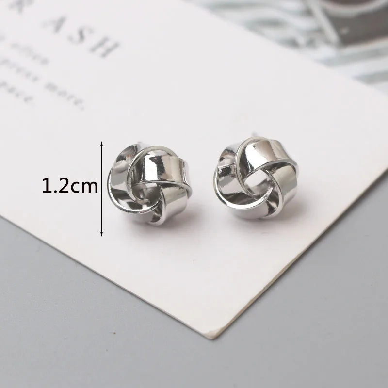 Kleine Metallstecker Ohrringe für Damen, goldfarben, gedreht, rund, kleine ausgefallene Ohrringe, Boucles d'oreilles, Modeschmuck