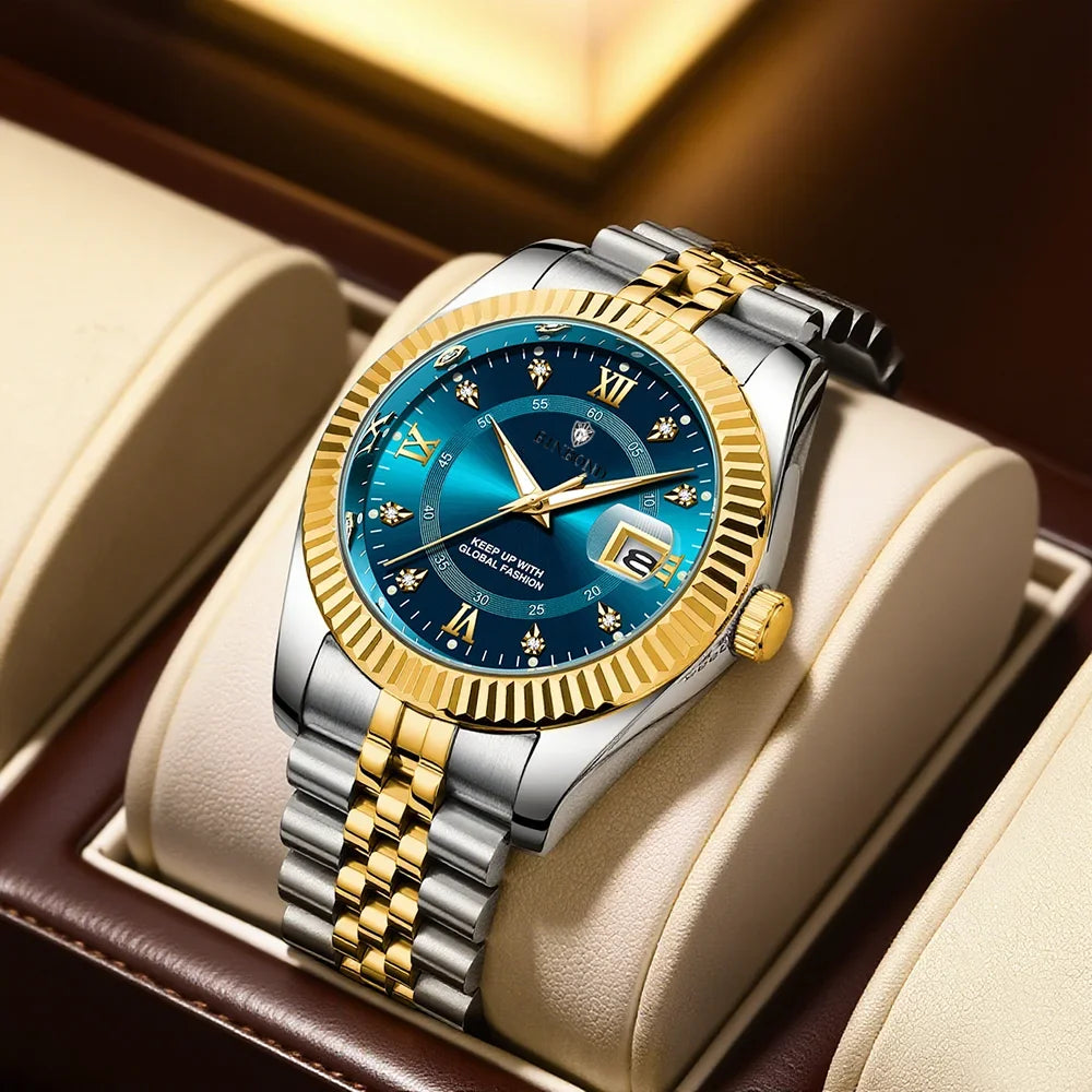 Relojes de Pulsera de Cuarzo de Moda Marca de Lujo Reloj de Diamantes de Alta Calidad Para Hombre Regalos Relojes Automáticos Digitales Para Hombres Reloj de Oro para Hombres