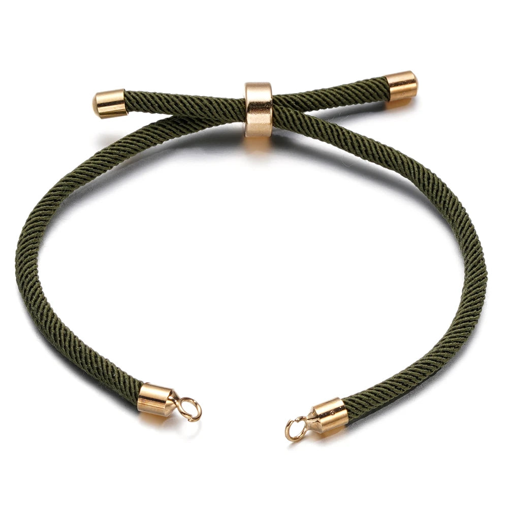 1 Stück Verstellbare Nylon Geflochtene Kordeln Schieber Freundschaftsarmbänder mit Messingkordelende für Schmuckherstellung DIY Zubehör