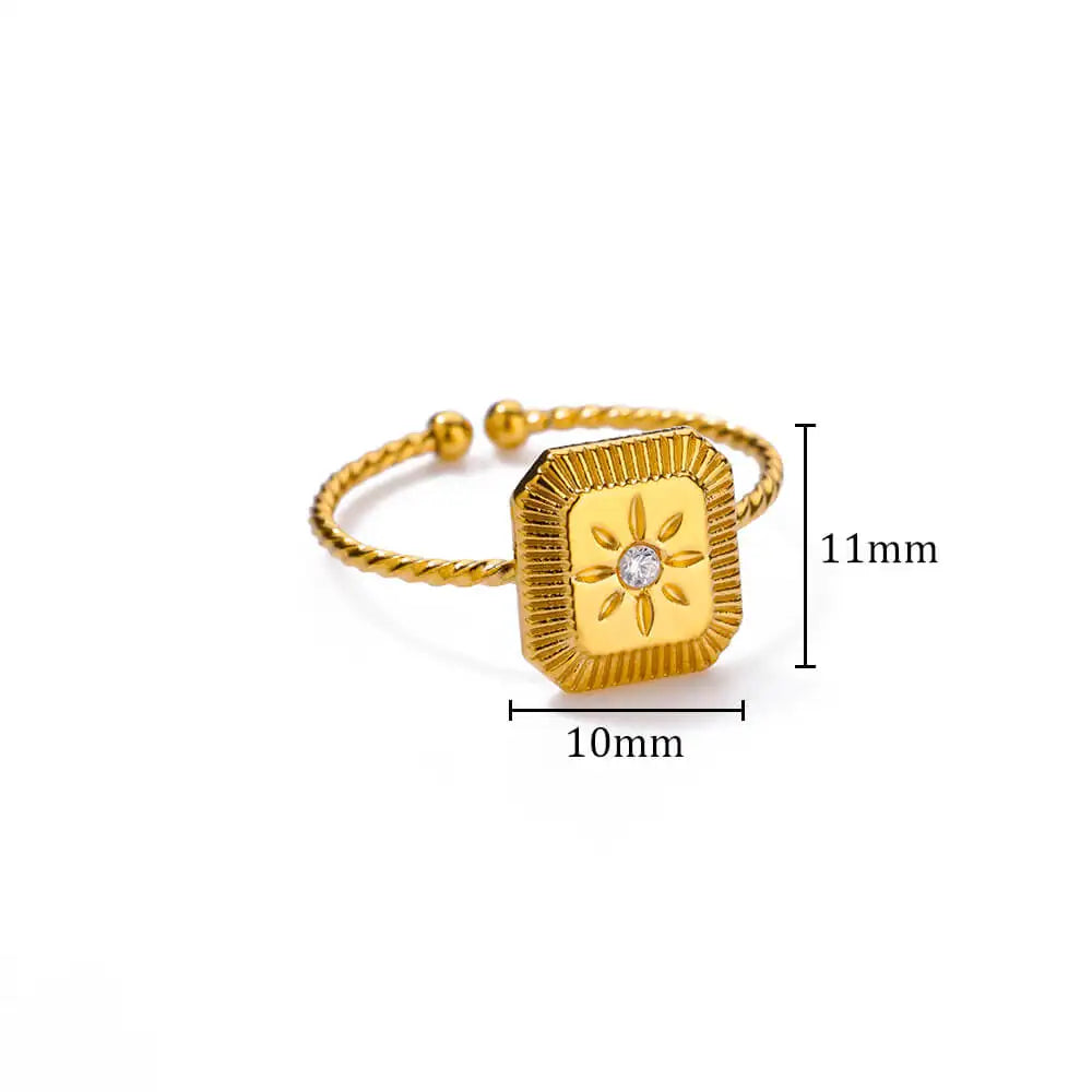 Unregelmäßige geometrische glänzende Edelstahl-Offene Ringe für Frauen Minimalistischer Goldfarbener Verstellbarer Ehering Damenschmuck