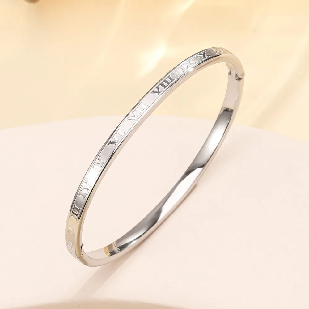 Yupsk Titanium Steel Couple's Bracelet Shiny Zircon Inlaid Stainless Steel Bangles Gold/Silver Color Female Jewelry Gift