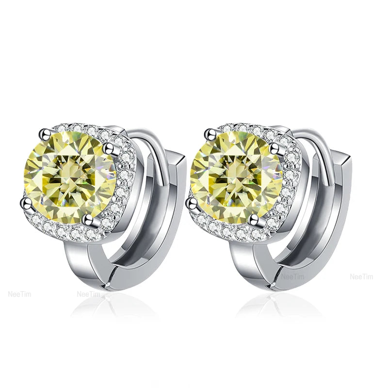 NeeTim 0,5 ct 1 ct Regenbogenfarbene Moissanit-Ohrstecker für Damen, S925 Silber, Schwarz, Blau, Rosa, Labor-Diamant-Ohrstecker für die Hochzeit