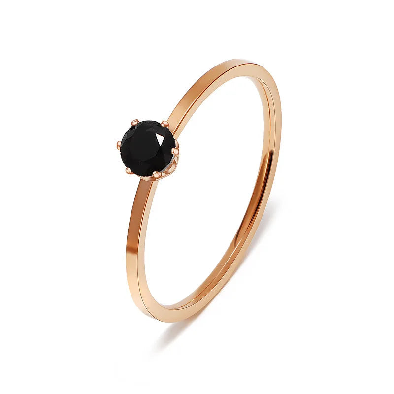 Edelstahl-Einzel-CZ-Ring, schlichtes 1 mm dünnes Hochzeitsband für Frauen, Mädchen, Größe 3–10