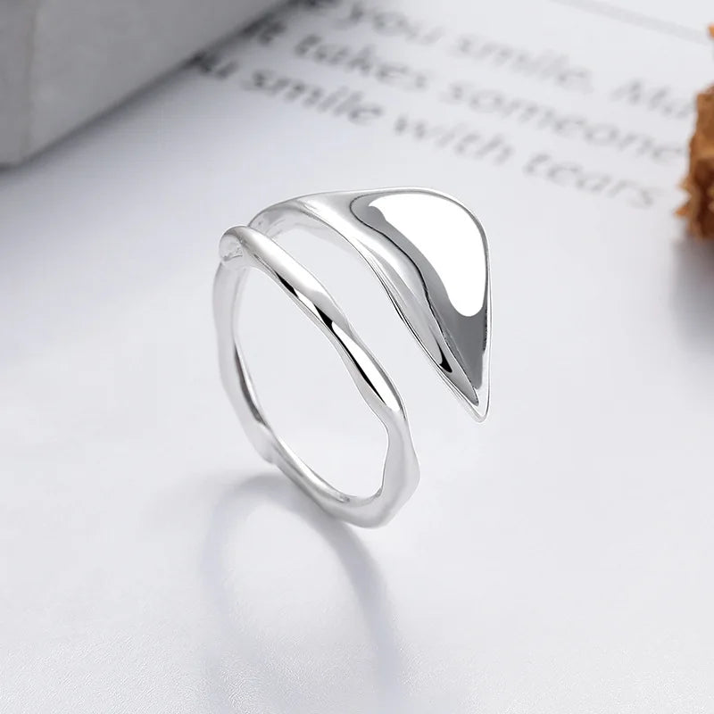 925er Sterlingsilber Glatte Oberfläche Blattringe für Frauen Paar Verlobung Schmuck Zubehör Großhandel Argent 925 Schmuck