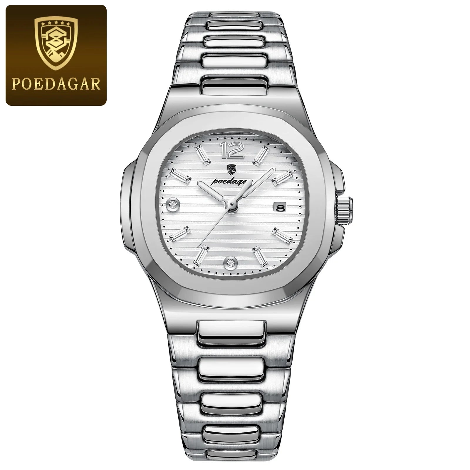 POEDAGAR Reloj de pulsera cuadrado de moda para mujer, luminoso, impermeable, con fecha, de cuarzo de lujo de alta calidad para mujer Reloj