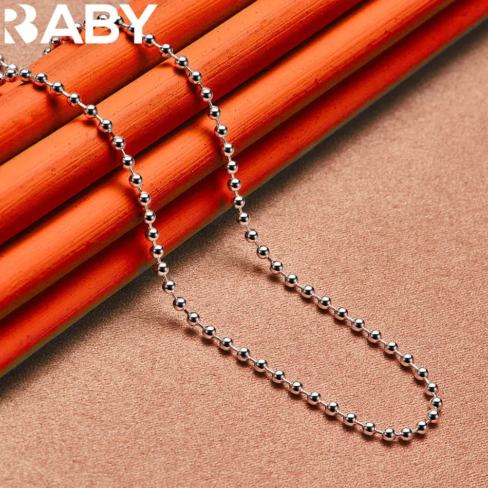 URBABY 925 Sterling Silver 40-75cm 2mm Beads Necklace For Women Anniversary Gift Popular Wild Fashion Romantic Jewelry