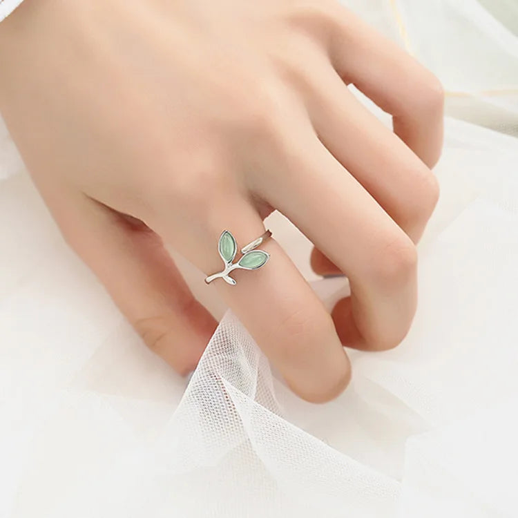 925 Sterlingsilber Blättermuster Verstellbare Ringe für Frauen Mädchen Hochzeit Luxuriöser Qualitätsschmuck Zubehör Großhandelsschmuck
