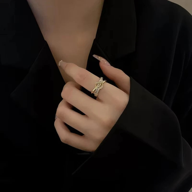Koreanischer Punk Zirkonia verstellbarer Ring für Frauen Büro Party Freunde Geschenke Schmuck Accessoires