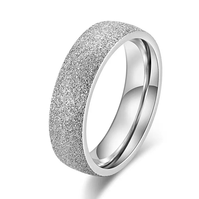 SUNIBI Anillo de acero inoxidable esmerilado para mujer, moda, anillos de dedo de Color dorado simple, regalos de boda, joyería para niñas al por mayor