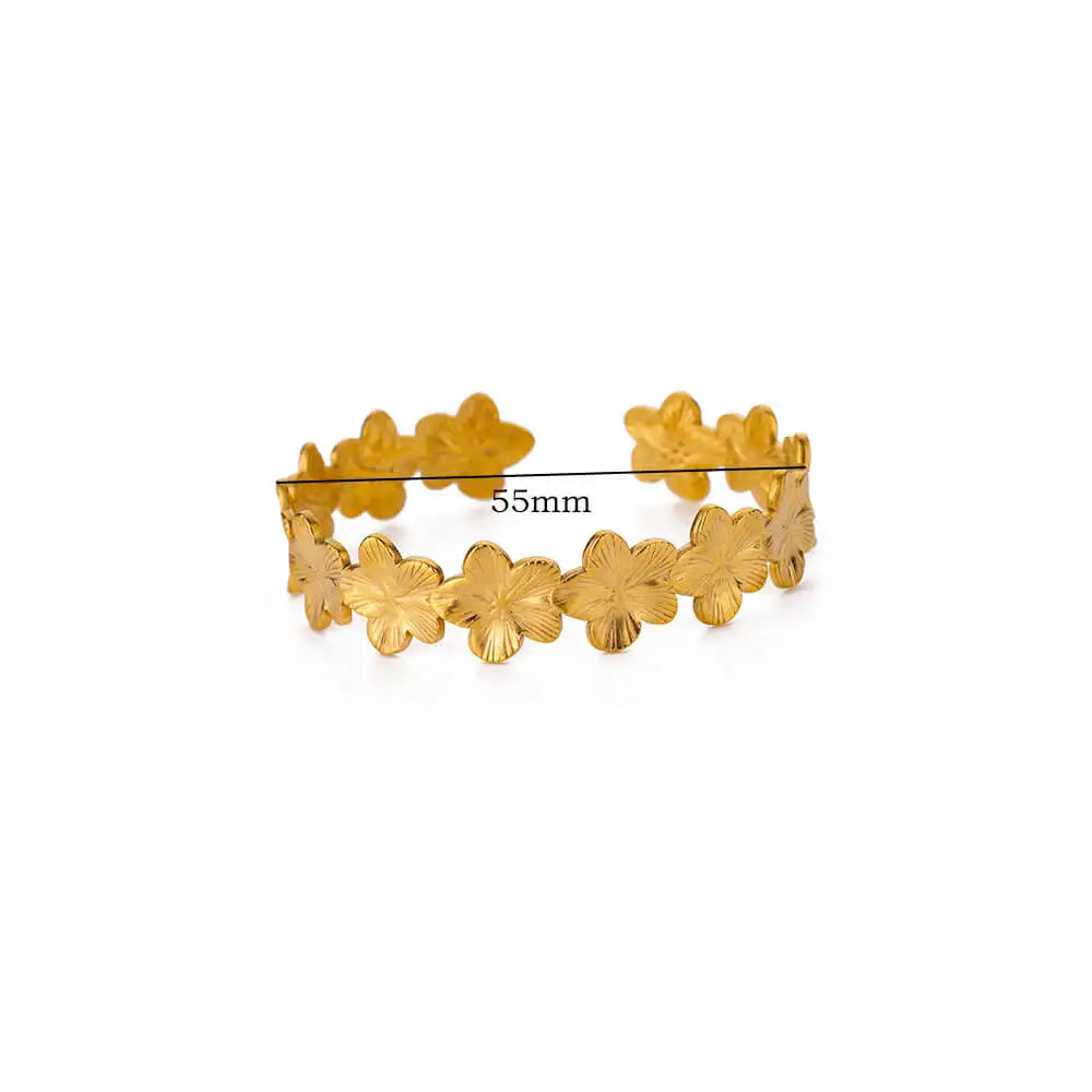 Vintage Blumenarmreifen für Damen Goldfarbene Edelstahl Blumenarmreifen Armbänder Damen Schmuck Party Geschenk Pulseras