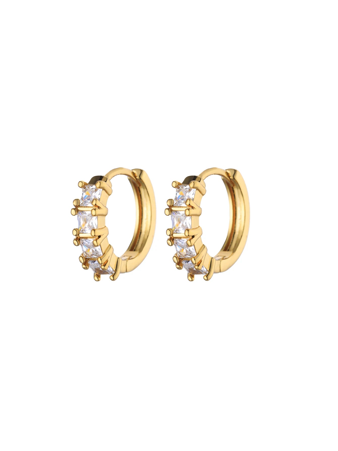 Zirkonia U-förmige Ohrstecker für Frauen, Edelstahl, geometrische Ohrringe, Schmuck, Hochzeits-/Geburtstagsgeschenk