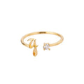 Zircon Initial Letter Ring for Women Stainless Steel Gold Color Alphabet Open Ring Trendy Wedding Birthday Aesthetic Jewelry