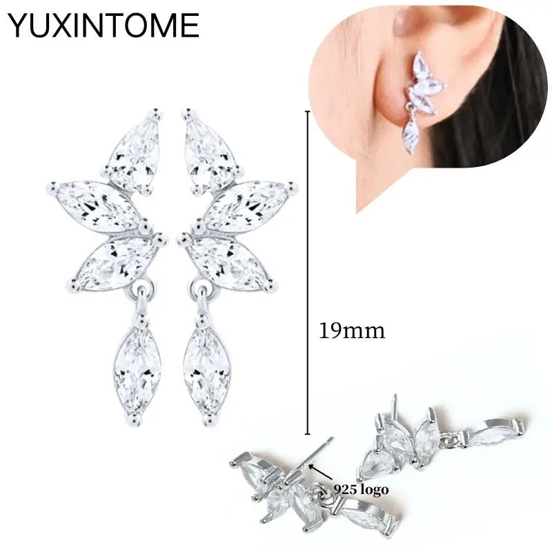 925 Sterling Silber Ohrnadel Mode Creolen Weiße Kristall Luxus Damen Silberohrringe Hochzeit Damenschmuck Geschenk