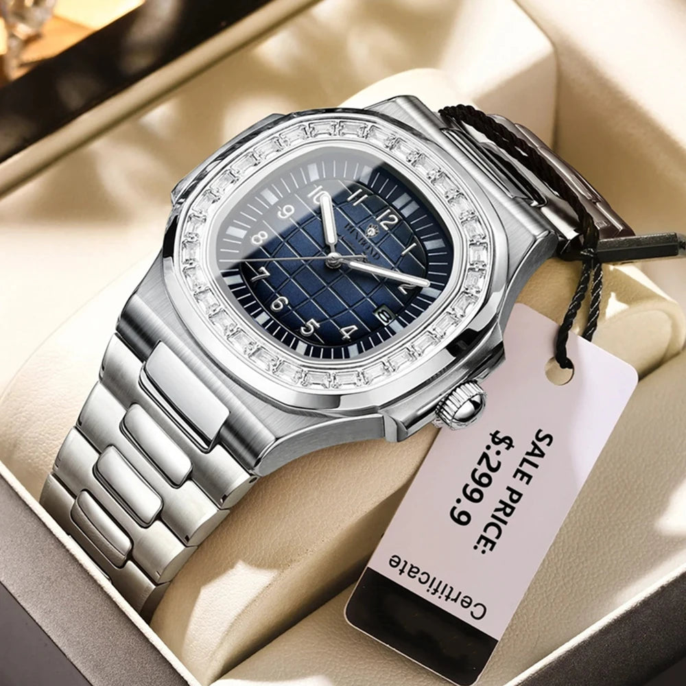 Nuevo reloj digital simple de diamantes para hombre, regalos, relojes de pulsera de cuarzo de moda, relojes automáticos para hombre, reloj de hombre Montre Homme