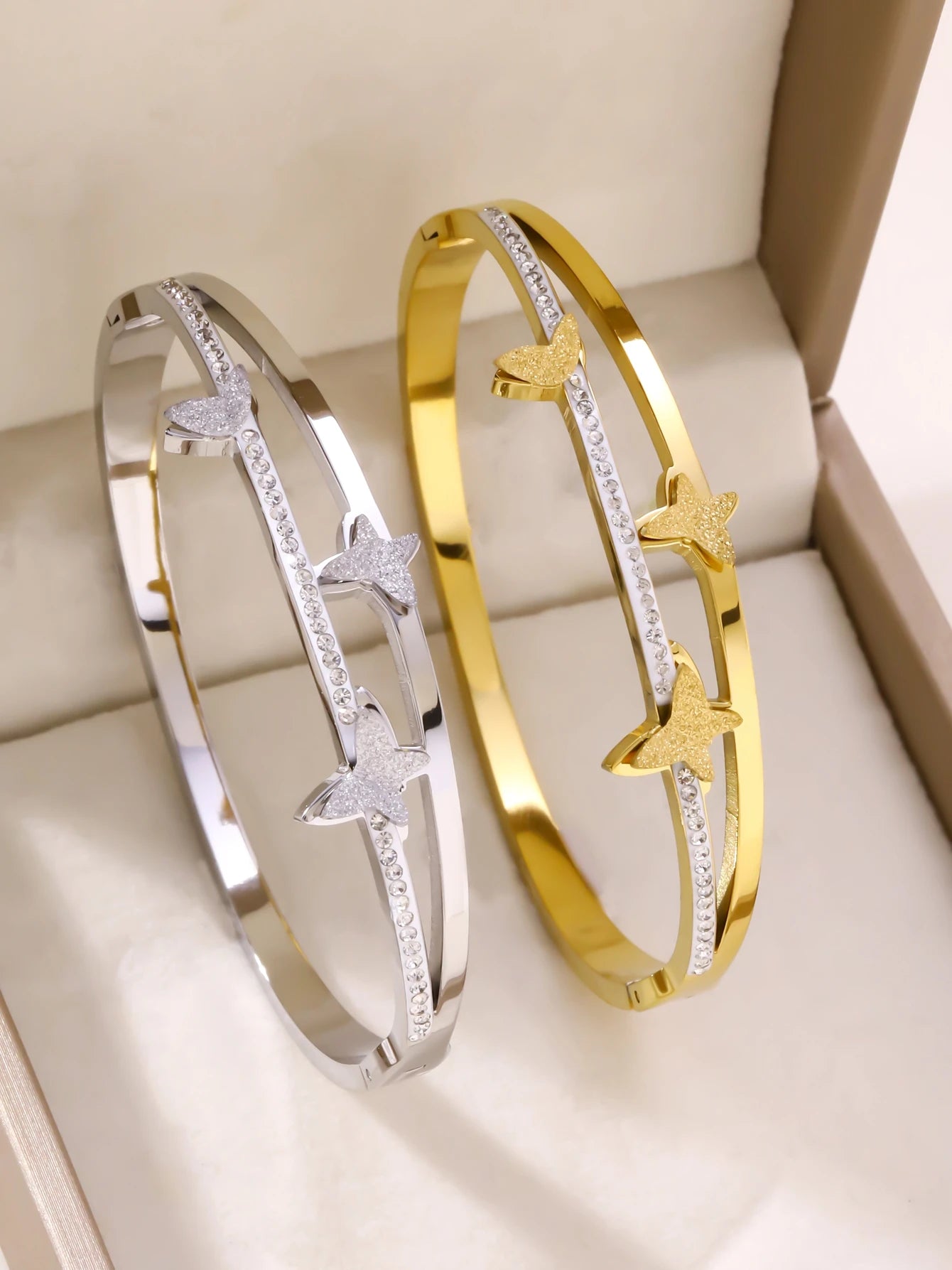 1 Stück/Set Damen Hochzeitsschmuck Party Feiertag Valentinstag Geschenk Edelstahl Armband 18K vergoldet Armband