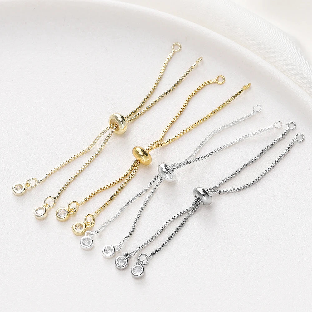2/4 Stücke 5/7/12cm 14K/18K Vergoldete Messing Verstellbare Slider-Ketten Für DIY Armbandherstellung Schmuckherstellung Zubehör
