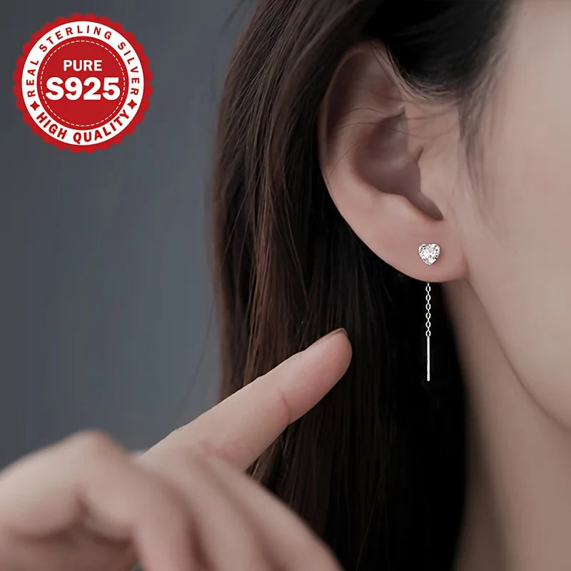 S925 Sterling Silber Lange Ohrhänger Paar Geeignet für Alltag Valentinstagsgeschenk Damenschmuck Antiallergisch