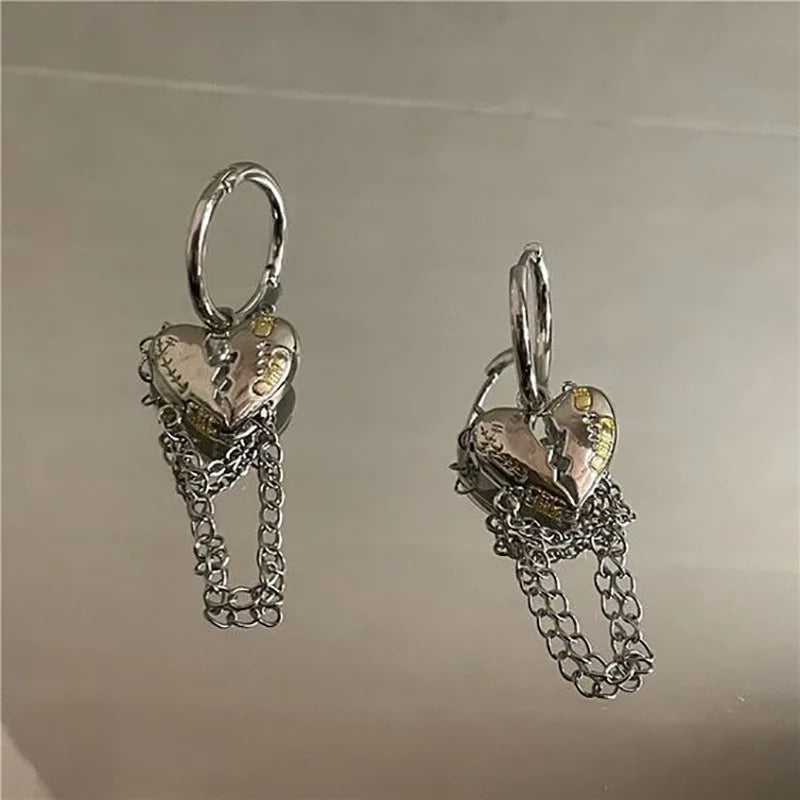 Y2K Unregelmäßige Flüssige Ohrringe für Damen Silberfarben Hip-Hop Punk Mode Geometrischer Ohrclip Mädchen 2024 Trendiger Party Schmuck
