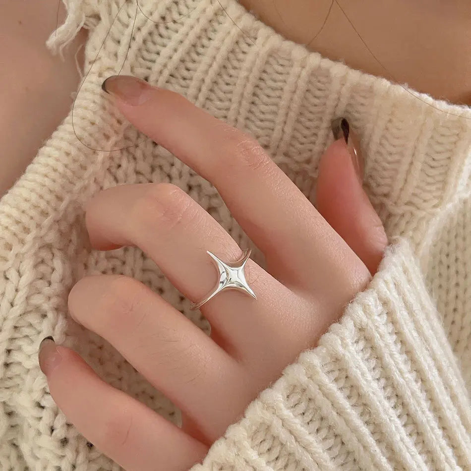 925 Sterling Silber Stern Verstellbare Ringe Für Frauen Hochzeit Vintage Luxus Schmuck Zubehör Großhandel Schmuck Argent 925