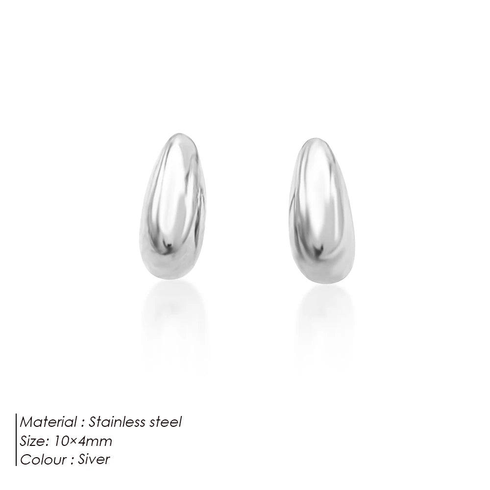 Pendientes de tuerca de acero inoxidable SUNIBI para mujer, color dorado, color plateado, pendientes sencillos, aros gruesos y lisos para esposas, joyería de moda.