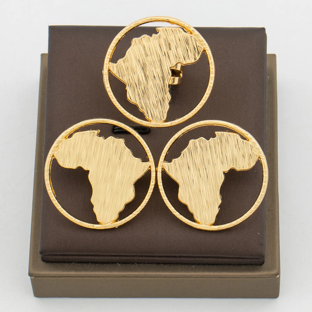 Brasilianisches 18 Karat vergoldetes Schmuckset für Damen, irreguläres Design, Clip-Ohrringe und verstellbarer Ring, Schmuckset-Zubehör, Geschenke