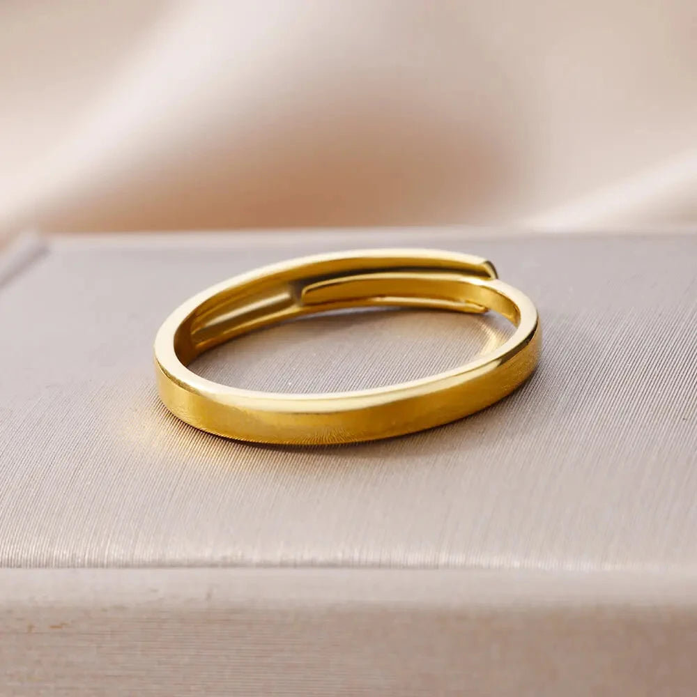 Minimalistische Edelstahlringe für Damen, goldfarben, verstellbare Fingerringe, modischer, wasserdichter Hochzeitsschmuck, Geschenk
