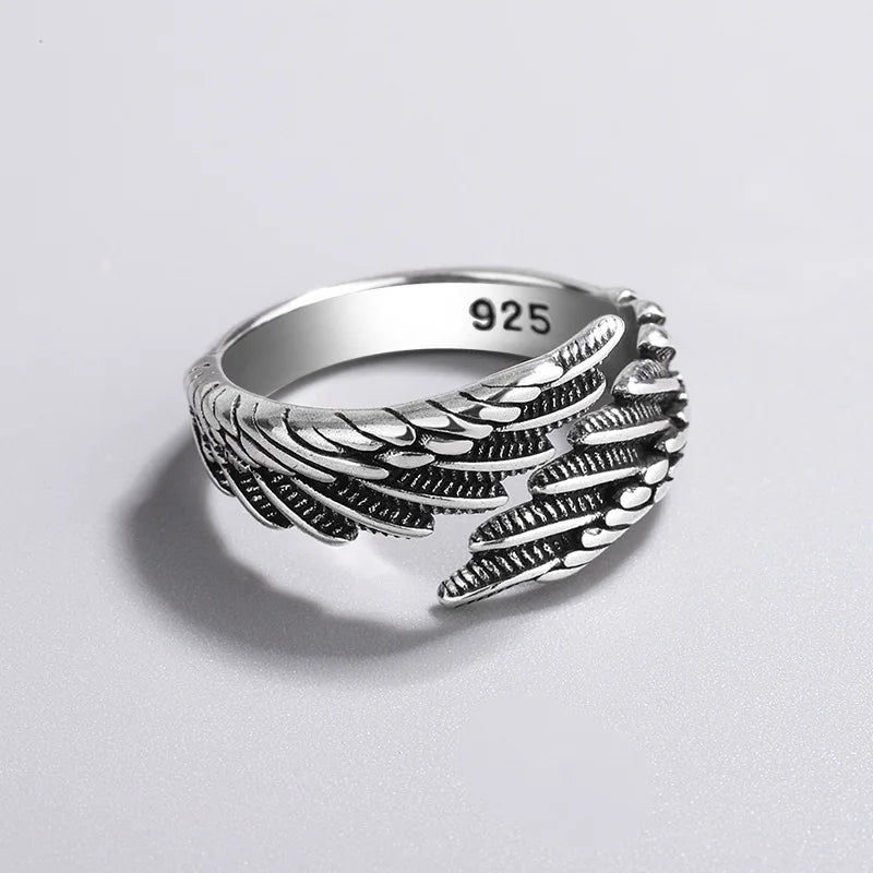 925 Sterling Silber Engelsflügel Feder Verstellbare Ringe für Frauen Verlobung Hochzeit Luxus Schmuck Accessoires