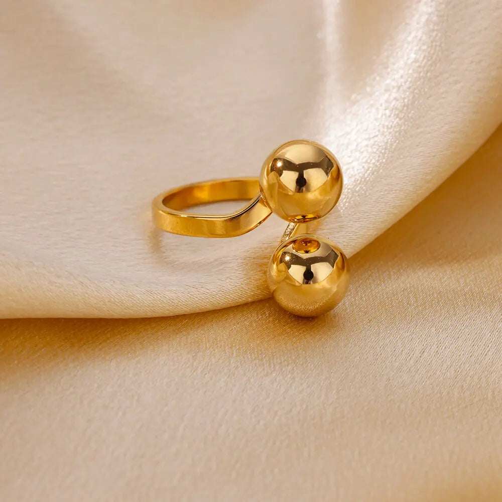 Punk Chunky Ball Ringe für Frauen Männer Gold Farbe Edelstahl Angstperlen Ring Trendy Schmuck Finger Accessoires Geschenk BFF