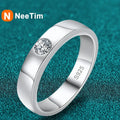 Anillo de moissanita de 4 mm NeeTim para hombre, plata de ley 925, gema, diamante de laboratorio, chapado en oro, anillos de boda, compromiso, banda de joyería