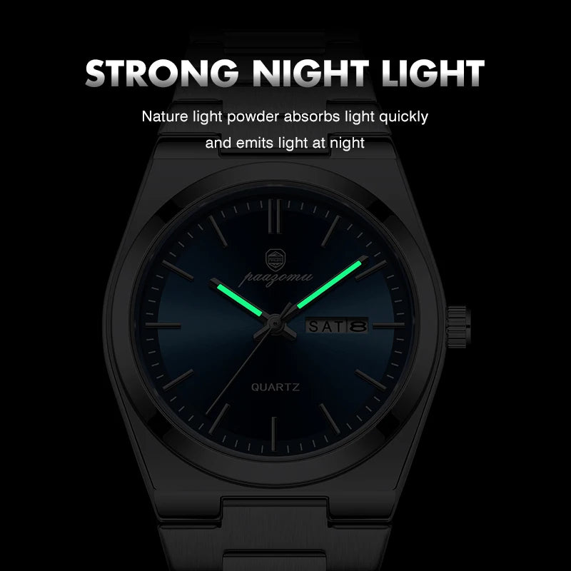 PAAZOMU Reloj de cuarzo ultrafino para hombres y mujeres, estilo minimalista, impermeable, luminoso, correa cómoda, regalo para la oficina diaria