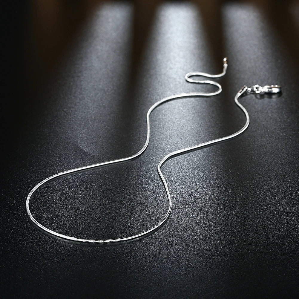 10 unidades de collar de cadena de serpiente fina de plata de ley 925 de 1 mm para hombre y mujer, 16-30 pulgadas, para fiestas, bodas, joyería, regalos
