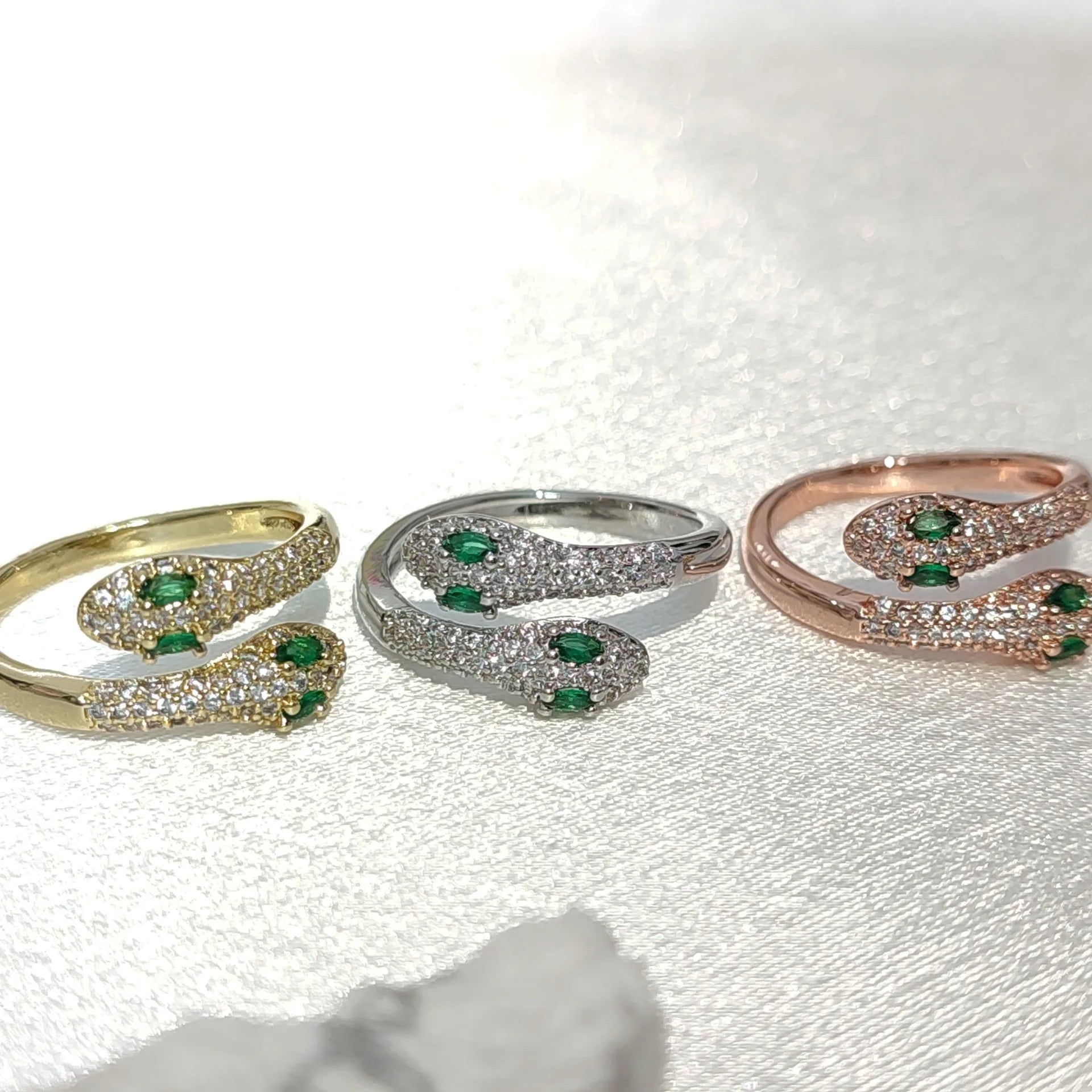 925 Sterling Silber Schlangen-Zirkon-Ringe für Frauen Hochzeit Luxus-Schmuck Großhandel Dropshipping