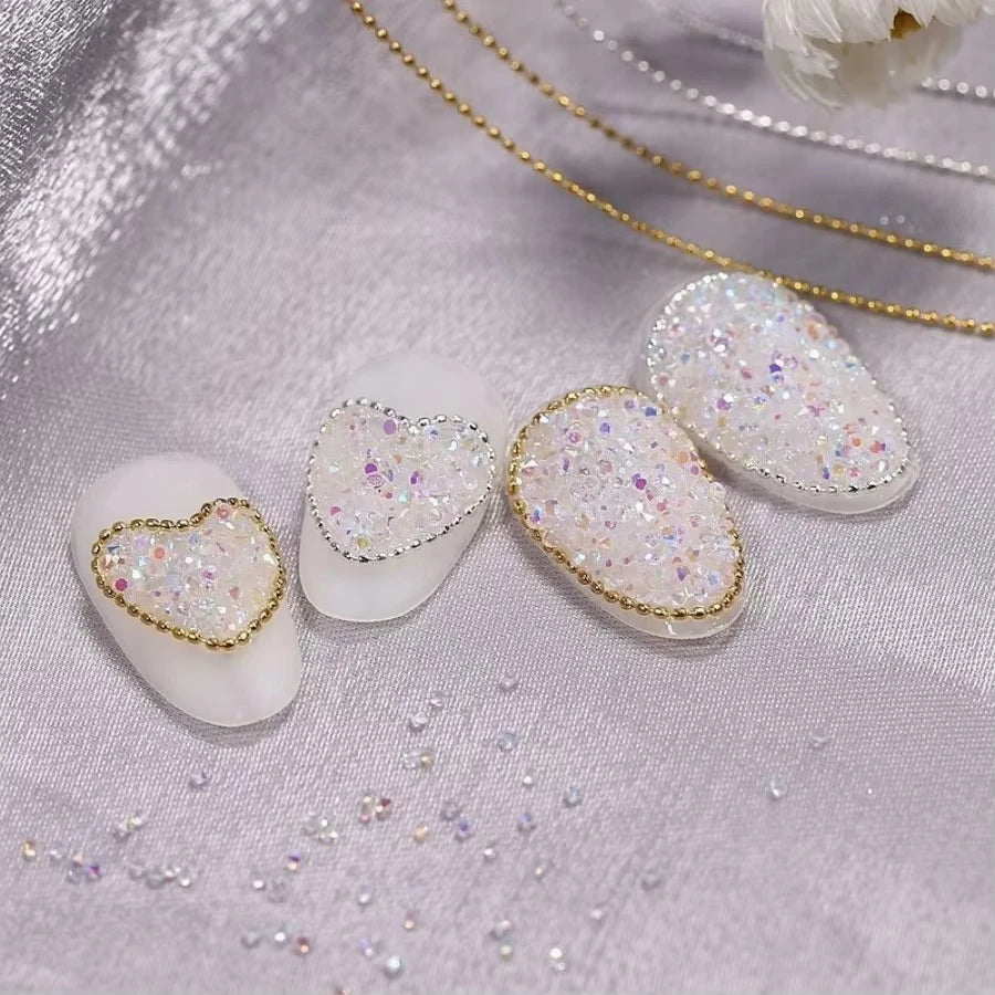 1M/Paquete 0.8mm Cadena de Cuentas de Uñas Doradas Plateadas Encanto Piedra Elíptica Decoraciones de Uñas Brillo Metal Acero Bola Joyería Accesorio