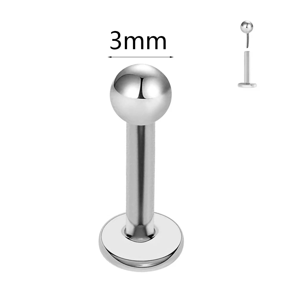 ASTM F136 G23 Titan Kugel Tragus Ohrring Gewindeloses Piercing Herz Zirkonia Stift Daith Conch Push-in Labret Stecker