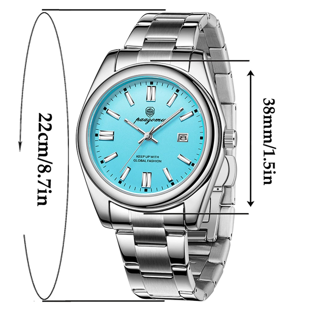 PAAZOMU Reloj de cuarzo clásico casual para hombre, impermeable, esfera luminosa, reloj de pulsera de negocios y vestir, correa cómoda, pantalla analógica, regalo
