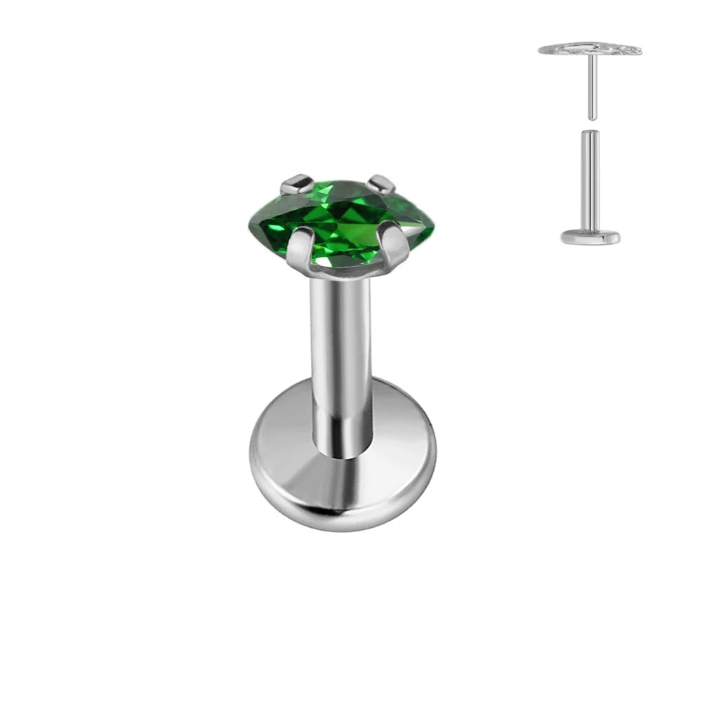 100 % G23 Titan Horse Eyes CZ Labret Piercing Push-in Multicolor Tragus Ohrstecker Gewindelos Knorpel Körperschmuck