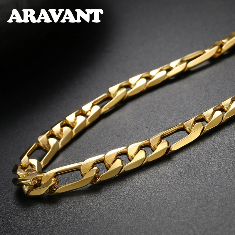 Aravant Plata 925 Oro 18K 8mm Cadenas de Collar Para Hombres Mujeres Joyería de Moda