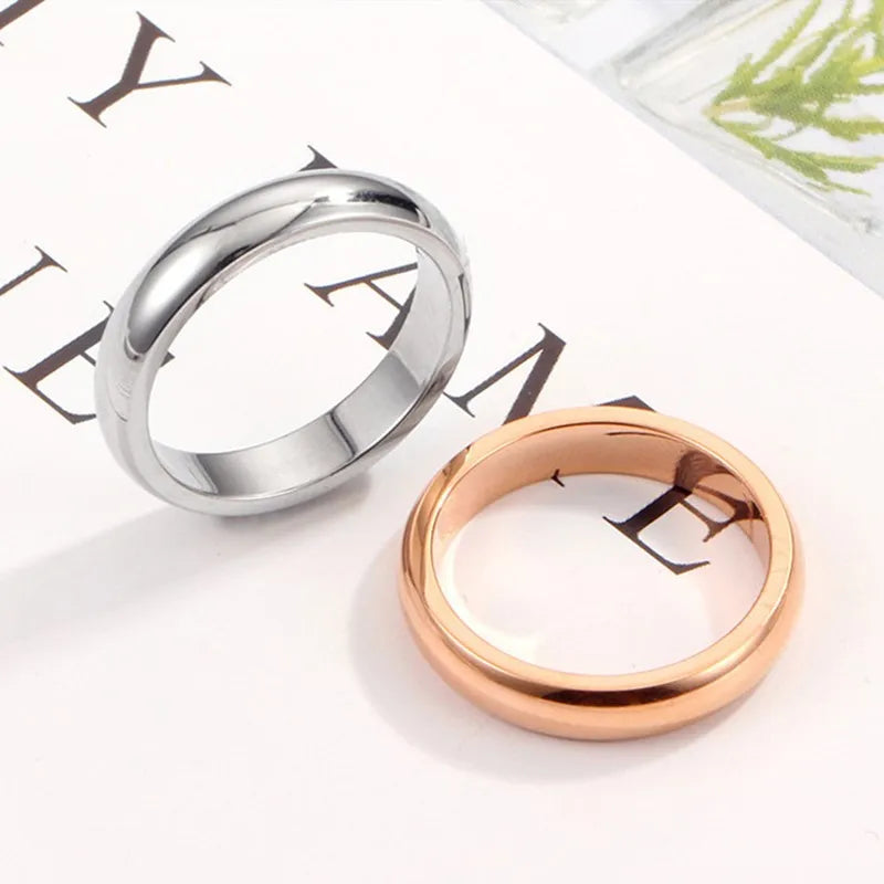 4mm Edelstahl Schlicht Glatt Bequemer Ehering für Damen Herren Größe 4-12