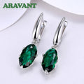 Aravant 925er Silber Ovale Grüne Zirkon Ohrhänger für Damen, Mode Hochzeit Schmuck