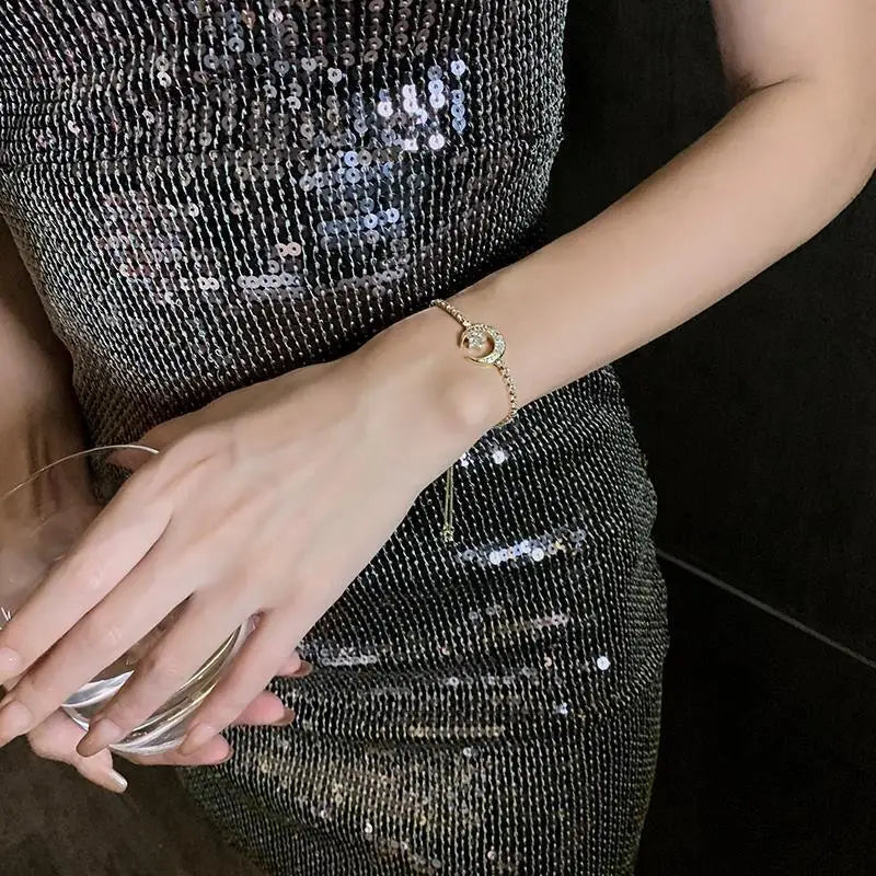 Korea New Design Mode Schmuck Zirkon Stern Mond Dehnbares Verstellbares Armband Mädchen Geschenk Damen Custom Schmuck